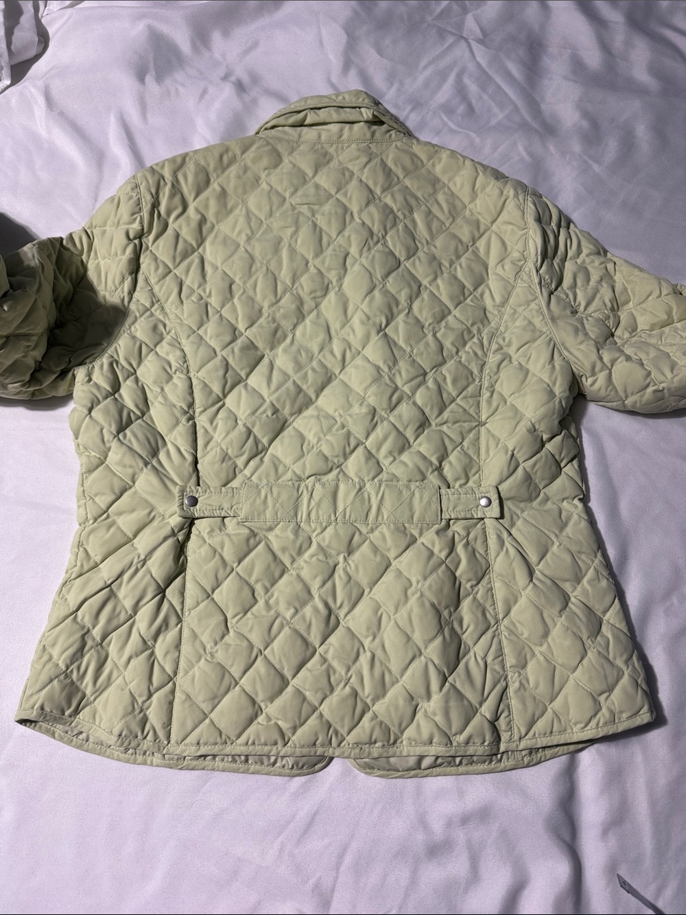 Eddie Bauer Goose Down Quilted Puffer Jacket Sage Green Large Gorpcore Hiking - Picture 3 of 13